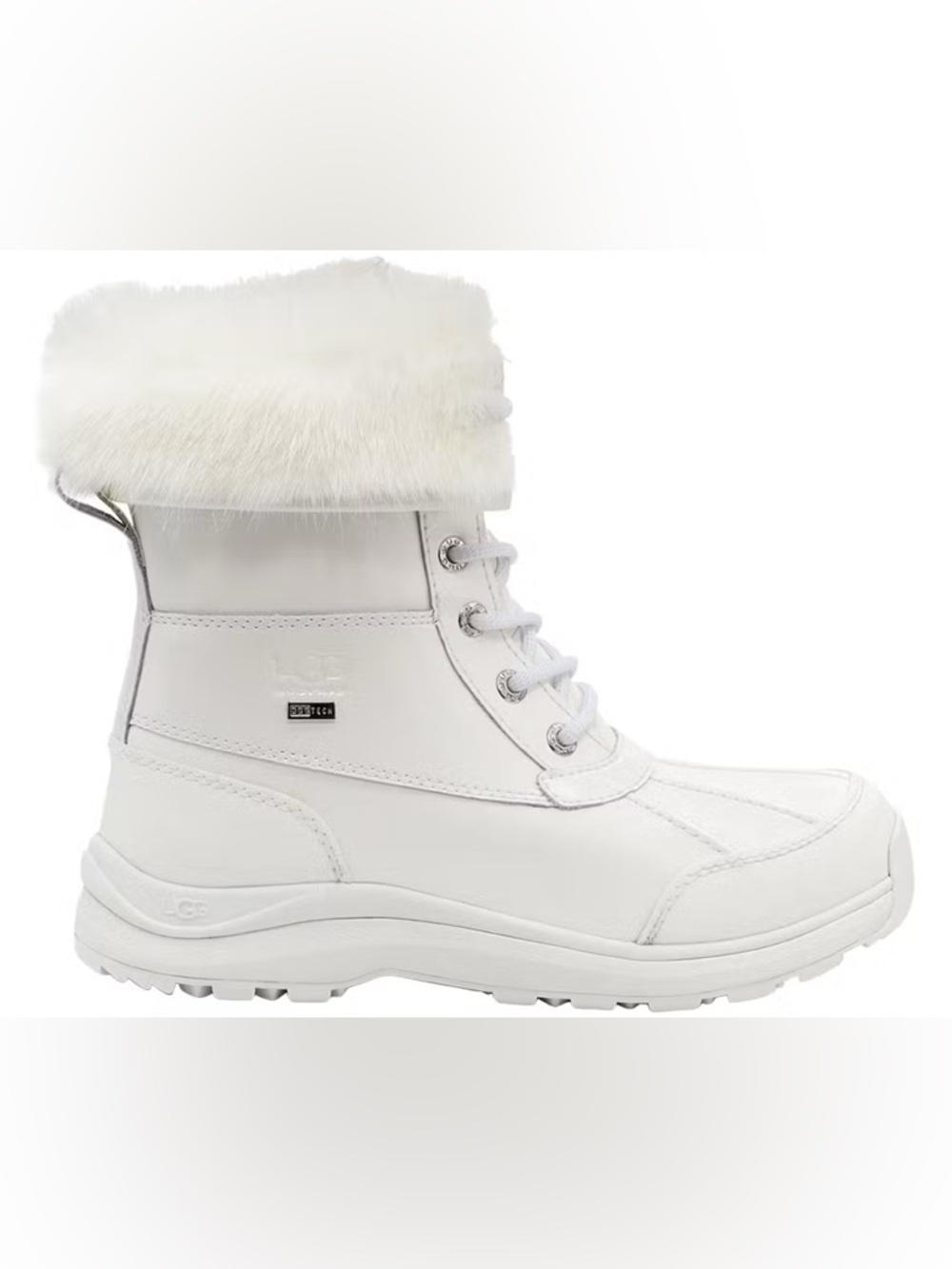 UGG Adirondack lll Patent Boot in All White Lace-Up Winter Ankle Boots | Size 6 - Picture 2 of 8